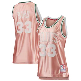 womens mitchell and ness larry bird pink boston celtics 75t-348